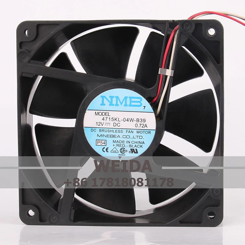 

Case Fan Dual Ball Bearing for NMB 12038 120*120*38mm 12CM 4715KL-04W-B39 DC12V 0.72A 3-wire High Airflow Cooling Fan