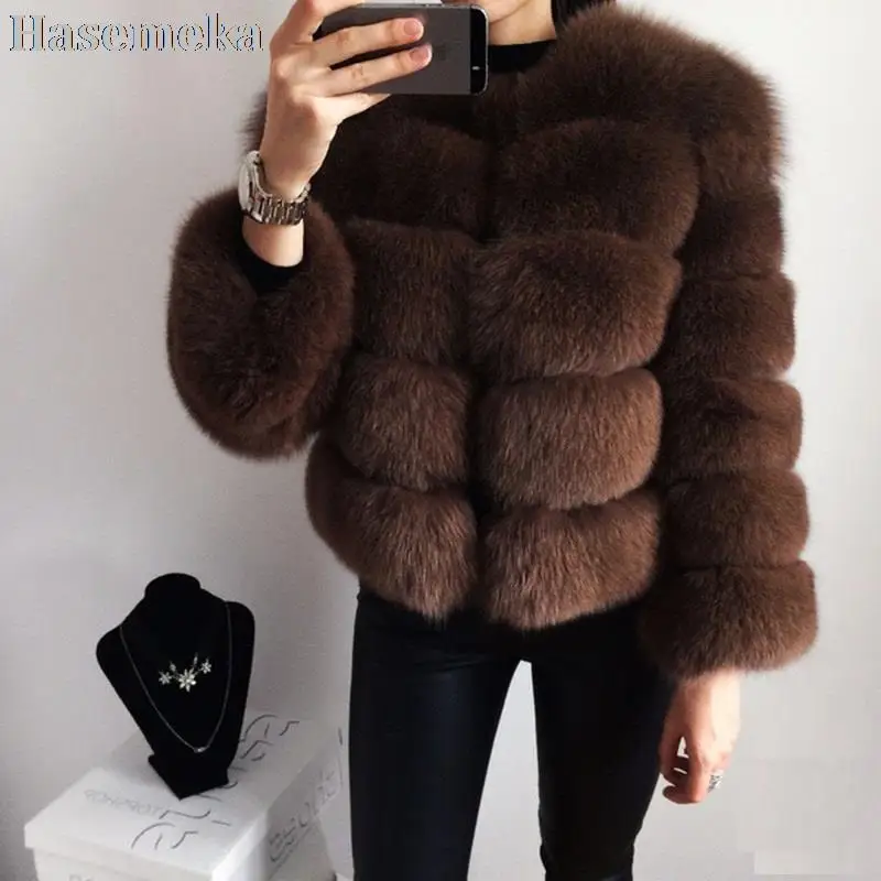 Top Quality Short Real Fur Coat Women Winter Solid Natural Fur Jacket Luxury Full Pelt Thicken Fox Fur Outerwear For Women