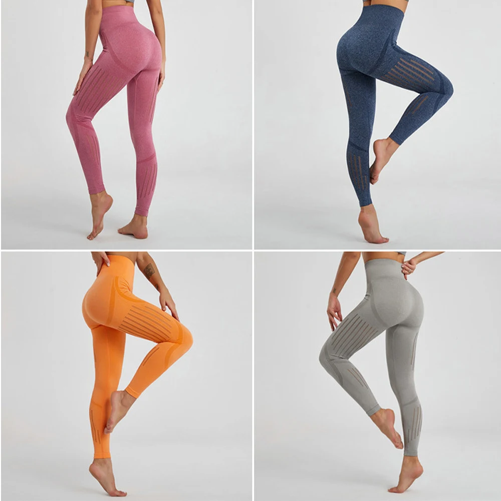 New  Seamless Yoga Leggings High Waist Fitness Pants Sexy women Mesh Tight Crop Pants  Running Workout Gym Trouser Sweat pant