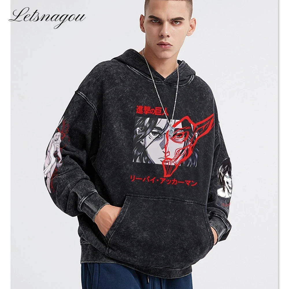 

Толстовка мужская с капюшоном и принтом «атака на Титанов»