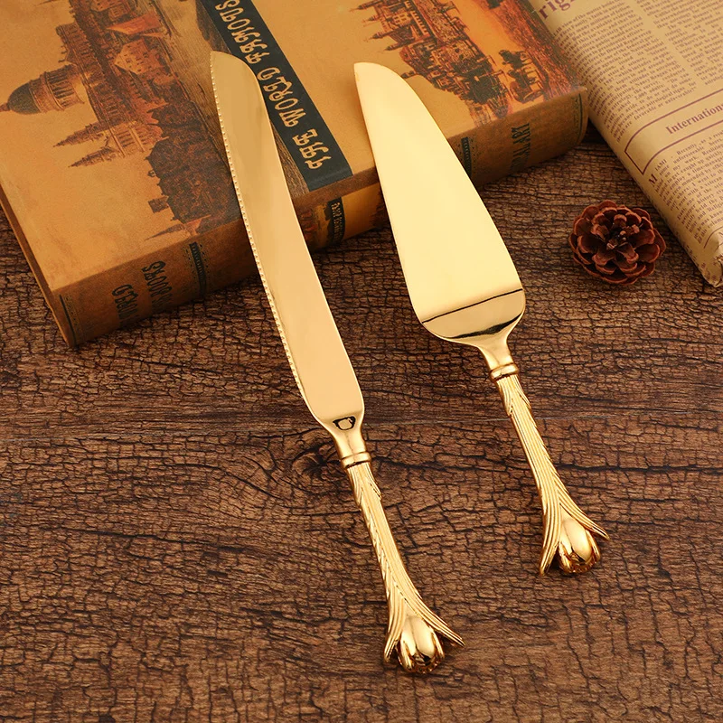 

Western zinc alloy exquisite bud handle tool spatula baking set cake dessert tool two-piece set