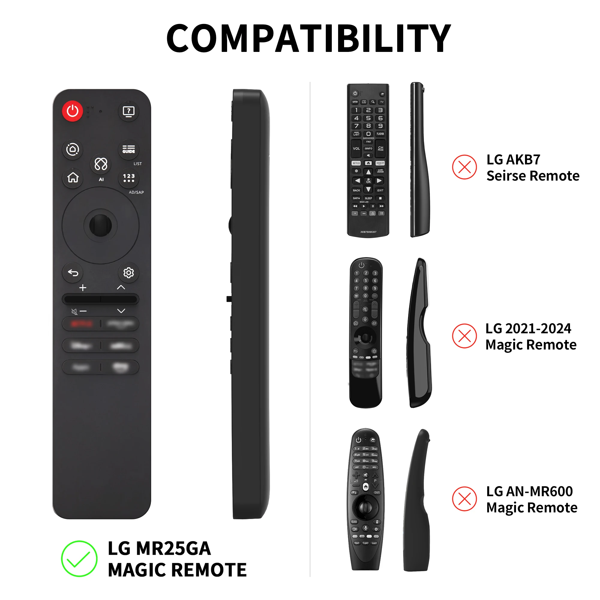 Силиконовый чехол SIKAI для пульта дистанционного управления LG MR25GA, совместимый с чехлом LG OLED Smart TV AI-C5B5G5M5 с пультом дистанционного управления MR25GA на 2025 год (art.: 3920cf586d93e) - 3920cf586d93e