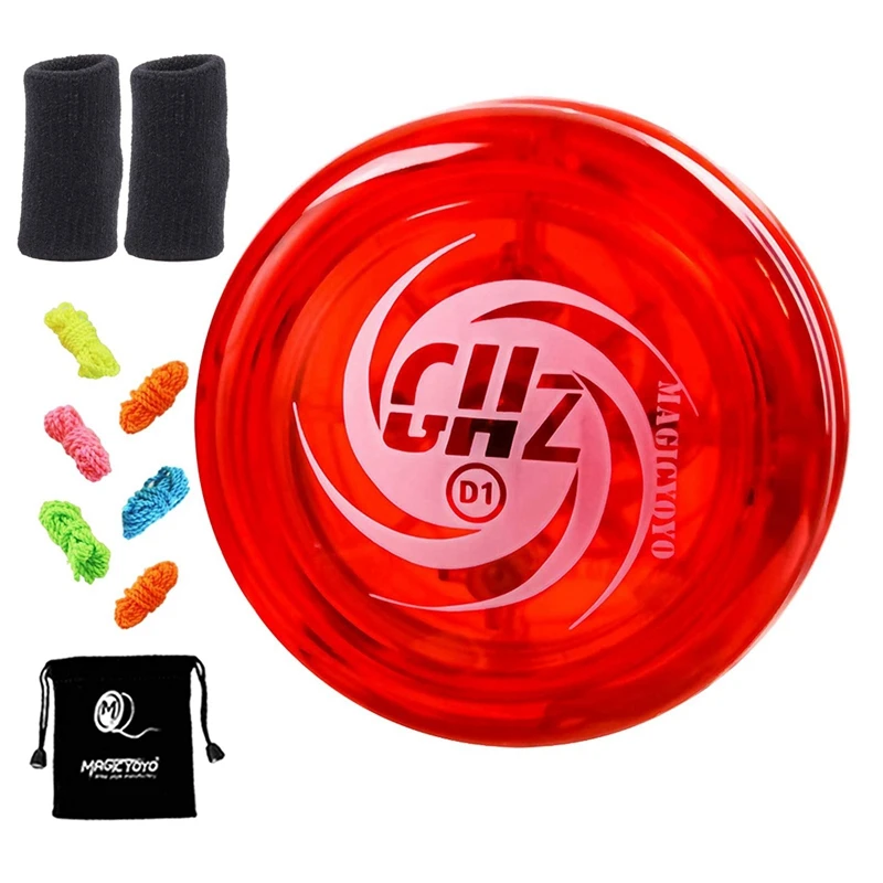 

New-2X MAGICYOYO Responsive Yoyo D1 GHZ,Professional Looping Yoyos For Kids Beginner With Yoyo Strings+Finger Cot,Red