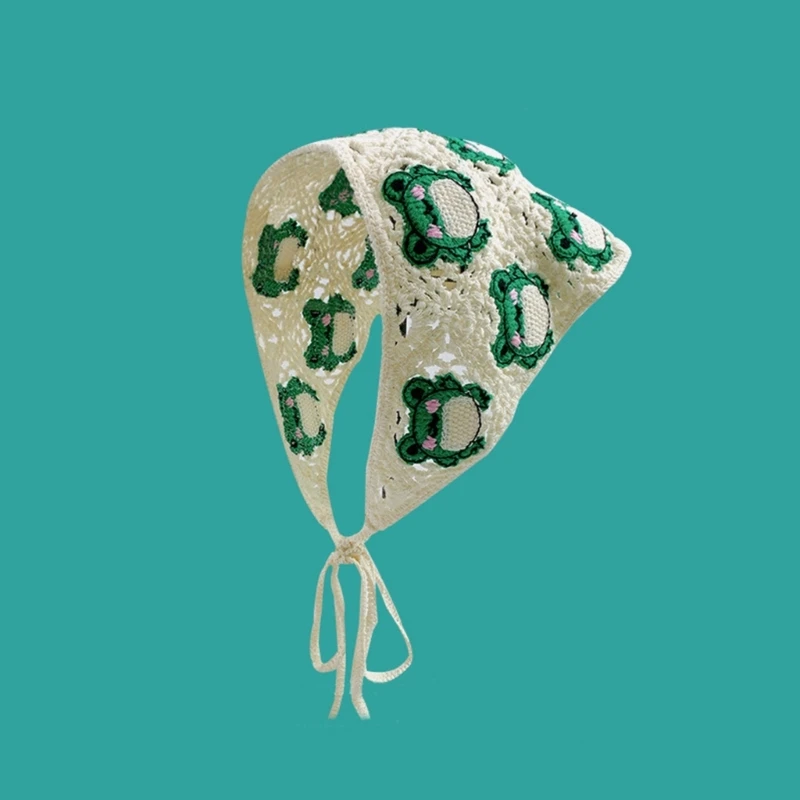 Летняя солнцезащитная вязаная повязка для волос ручной работы тюрбан с милой