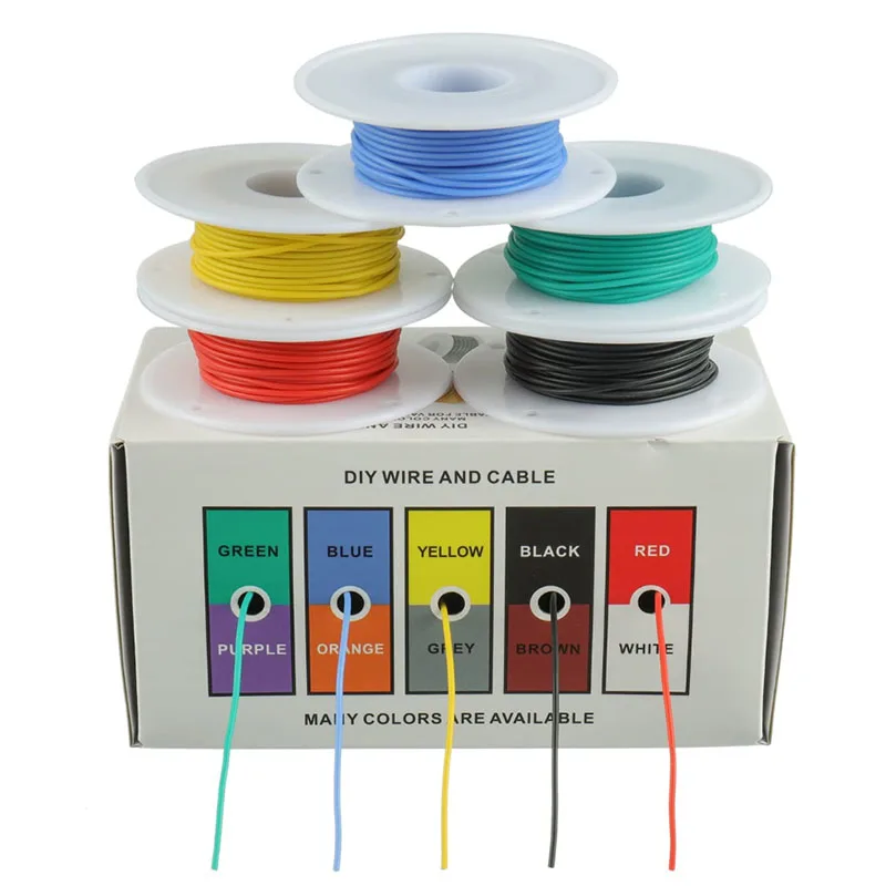 Гибкий силиконовый провод из луженой меди 28 AWG/0 08 мм² 5 цветов 10 8 футов/10 м
