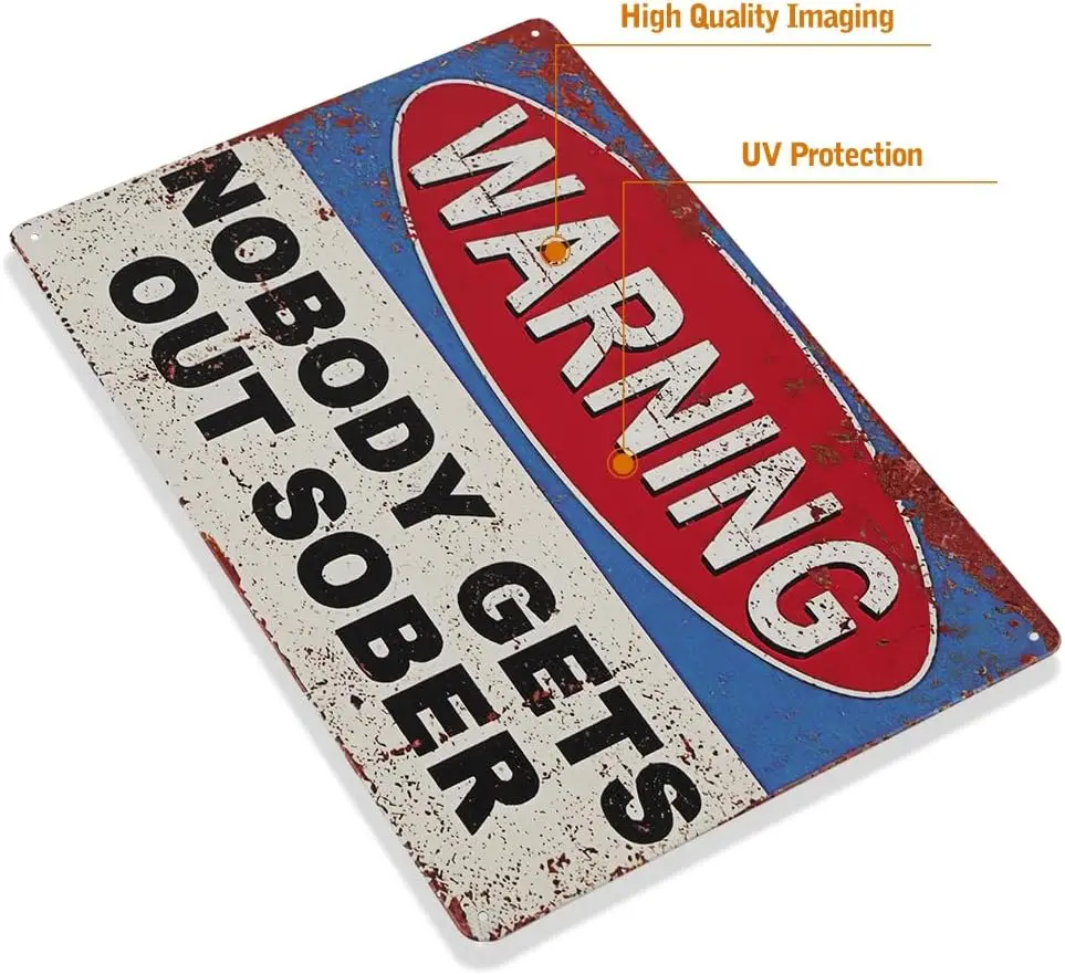 WRNNG NO SOBER GET OUT OF MY BED Metl Sgn Дом Офис Спальня Декор комнаты Lvng