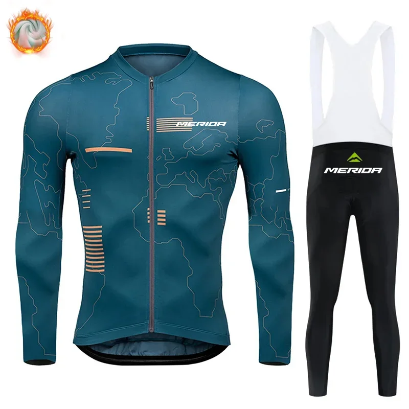 MeridaTeam 2025 Ropa Ciclismo Велосипедная одежда Теплые зимние флисовые майки Мужские