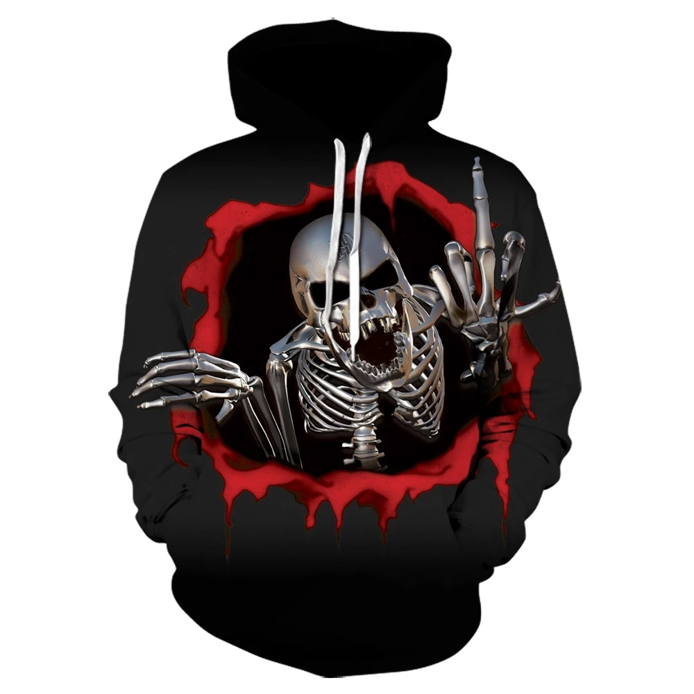 

New Men And Women 3d Printing Funny Hip Hop Essence Hoodie Metal Skull Gothic Punk Sweatshirt Trendy Casual Fashion Sportswear .
