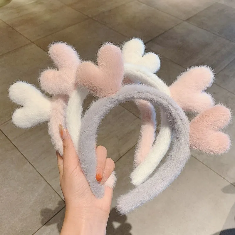 

Hairhoop Cartoon Deer Wash Face Makeup Hairband Women Hair Accessories Coral Fleece Fashion Bezel Headband Banquet Jewelry New