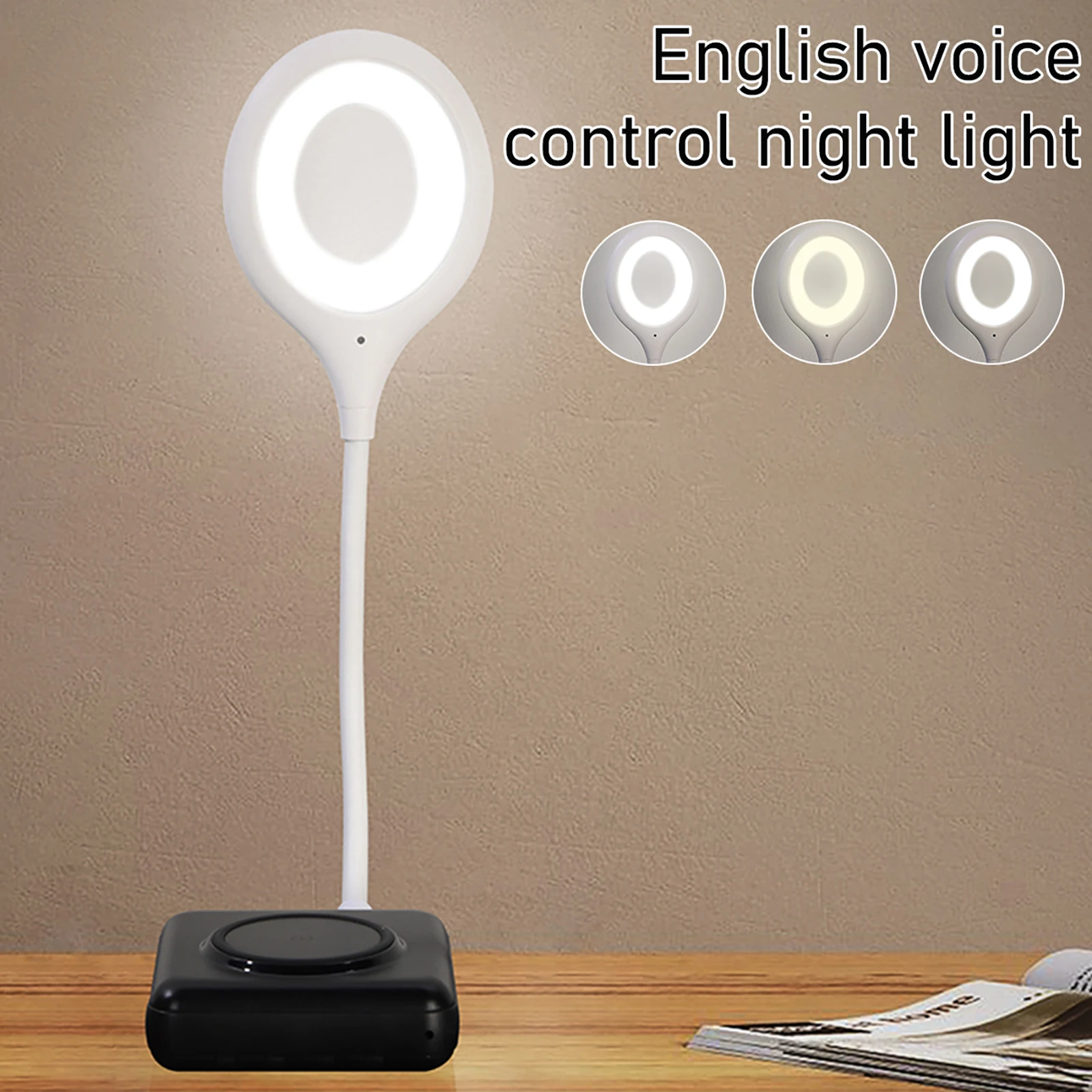 

Desktop Lamp Intelligent Voice Control Mini LED Childcare Lights 3 Light Colors Student Dormitory Lamp for Bedroom