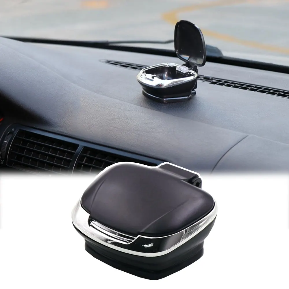 

Модная пепельница в форме ракушки с синим светом внутри автомобиля со съемным основанием и двусторонней лентой, портативные автомобильные ...