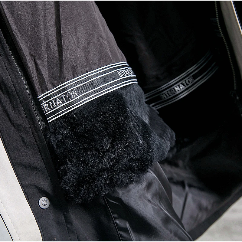 Big Fur Collar Cotton Coat Men's 2022 New Rabbit Fur Mid-Length Drawstring Fur All-In-One Overcoming Jacket Men's Coat