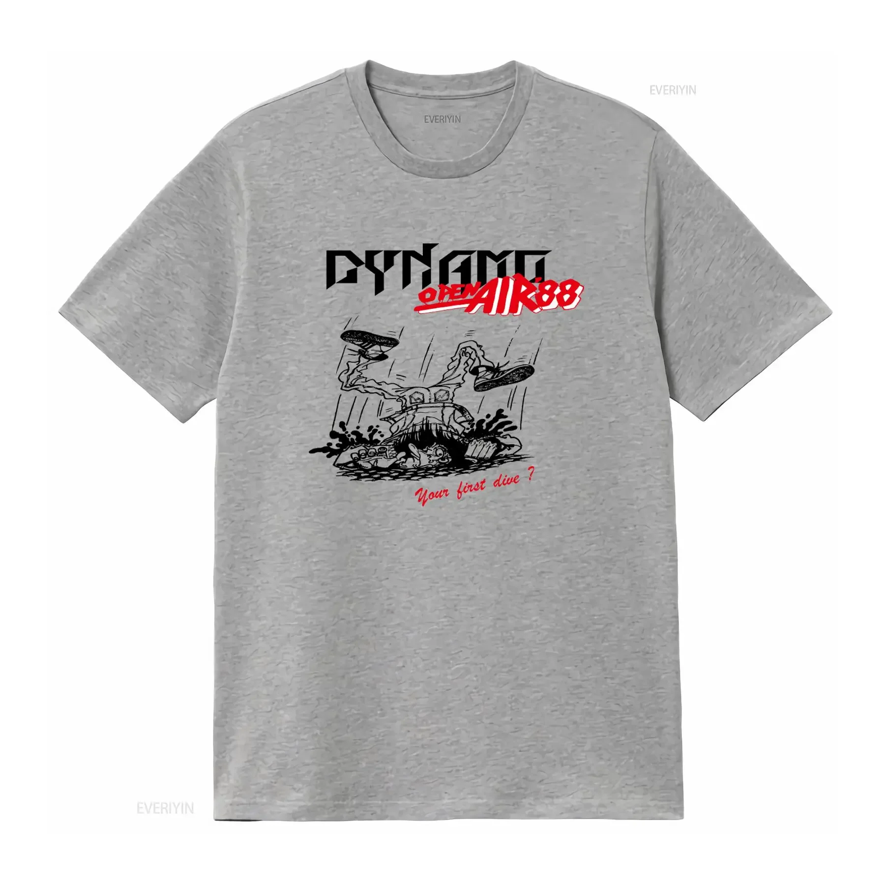 Фото Винтажная футболка 1988 года DYNAMO OPEN AIR Festival с дизайном Exodus Laaz Rockit и цитатой «Your first dive», винтажная, с эффектом потертости. №3