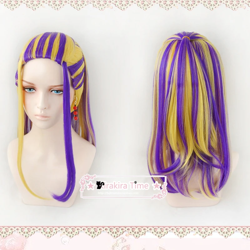 

Anime Tokyo Revengers Wakasa Imaushi Cosplay Wig Golden Purple Ombre Heat Resistant Synthetic Hair Role Paly Wigs + Wig Cap