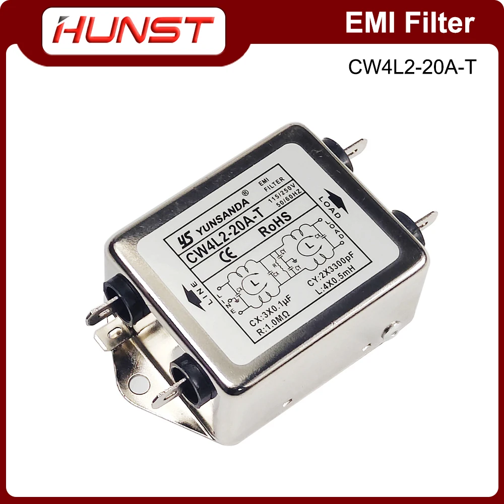 Enlarge Hunst EMI Filter CW4L2-20A-T Single Phase AC 115V / 250V 20A 50/60HZ For Laser Cutting Engraving Machine And  Marking Machine.