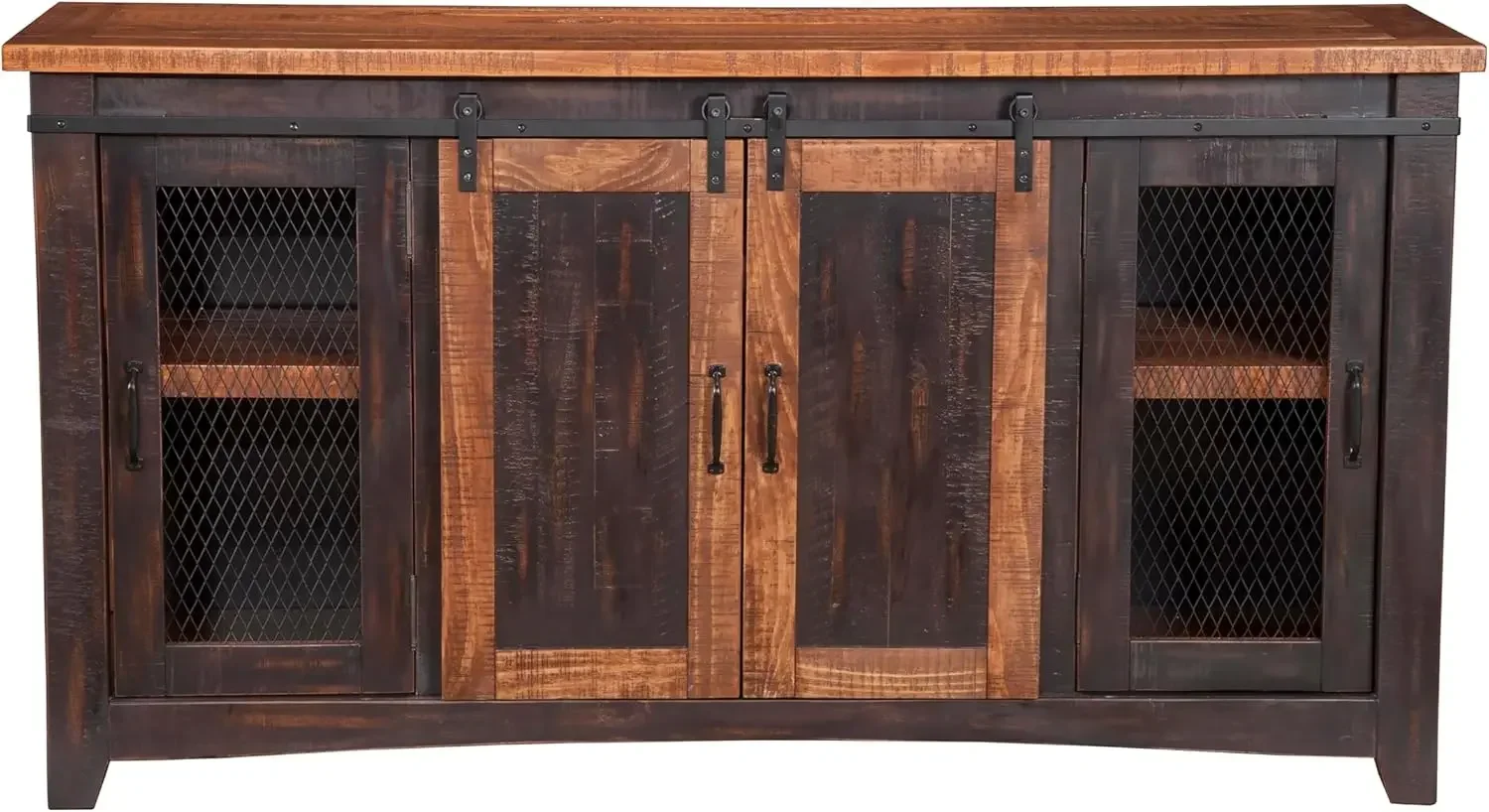 Santa Fe 70-дюймовая подставка для телевизора из цельного дерева античная черная и