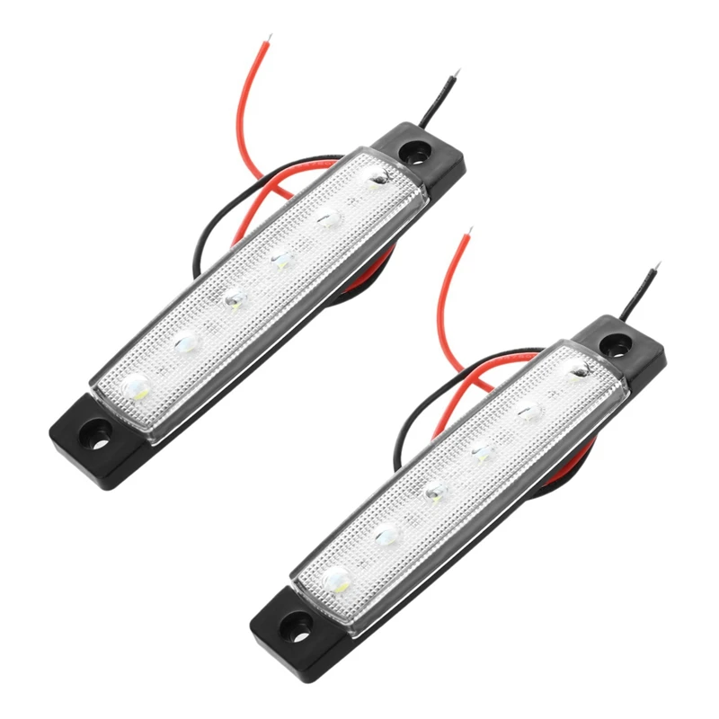 

2X 24V 6 SMD LED Car Light Truck Trailer Side Marker Lamp White Light