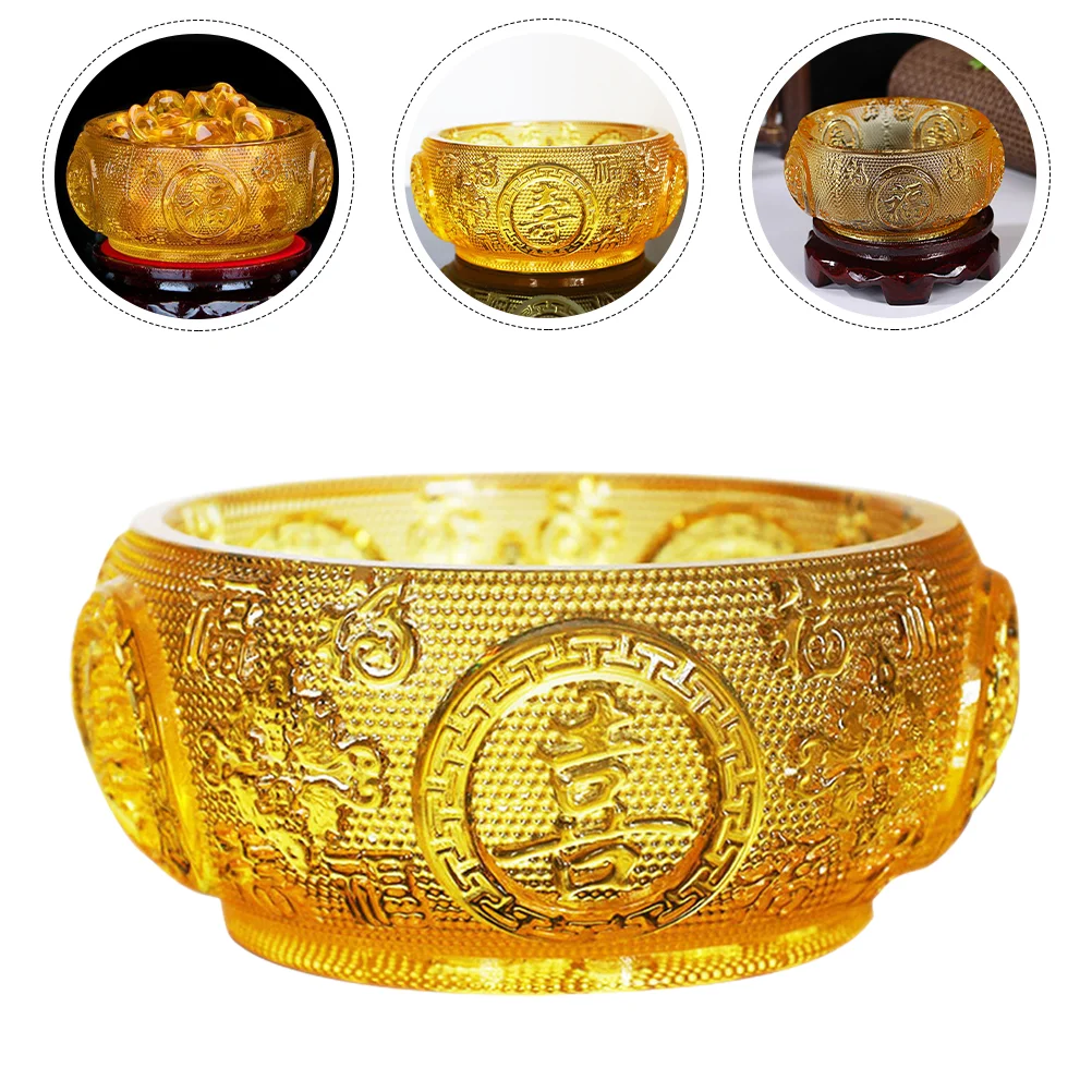 

Decorative Chinese Style Store Tabletop Home Treasure Bowl Figurine Treasure Wealth Bowl Crystal Cornucopia