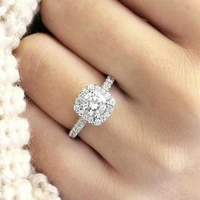 big cubic zirconia octagonal ring fashion wedding jewelry female engagement ring female crystal silver color ring party new gift