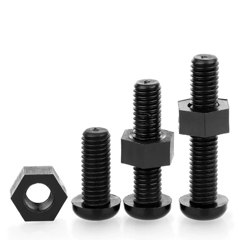 Черный нейлоновый винт с гайкой M2 M2.5 M3 M4 M5 M6 M8