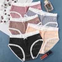 breathable thin panties cotton briefs womens lingerie sexy lace underpants summer antibacterial underwear female intimates m2xl