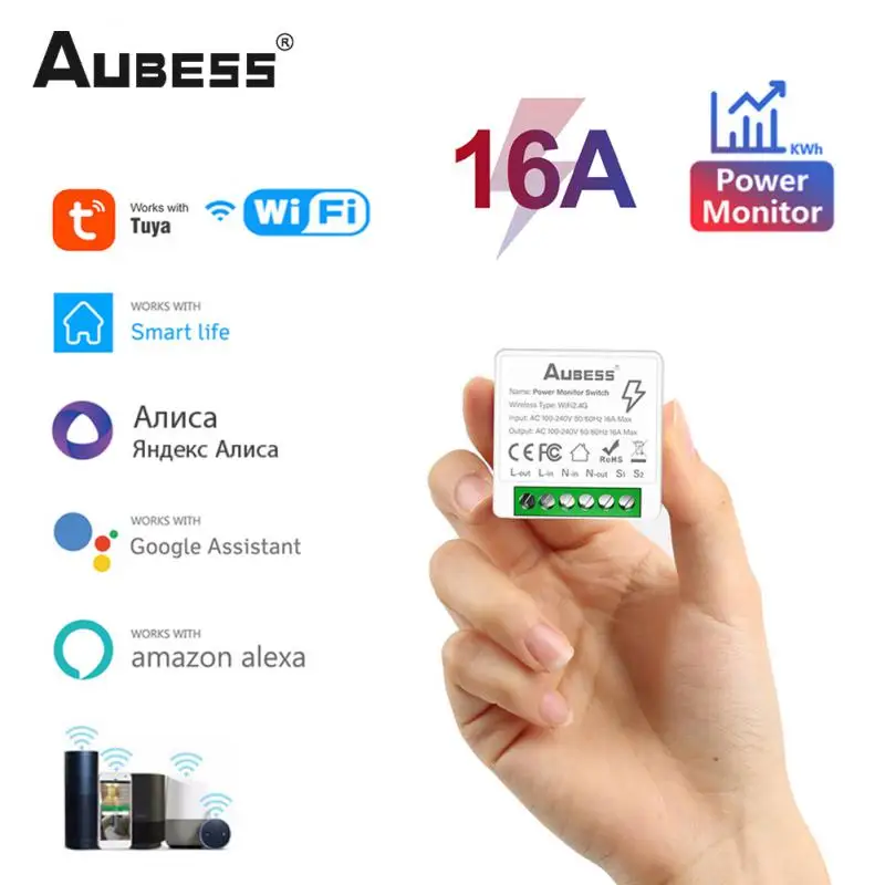 

Tuya Wifi Switch Module 16a 2-way Control Mini Breaker Smart Life Control Timer For Alexa Google Home Alice Wireless Switch