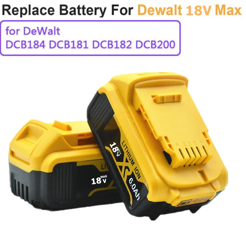 100% Оригинальный перезаряжаемый литий-ионный аккумулятор DeWalt 18 в 6000 мАч со
