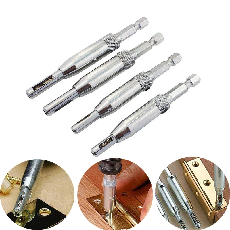 

4PCS Self Centering Hinge Drill Bits Door Window Cabinet Self Centering Hinge Door Window Cabinet Positioning Hole Opener