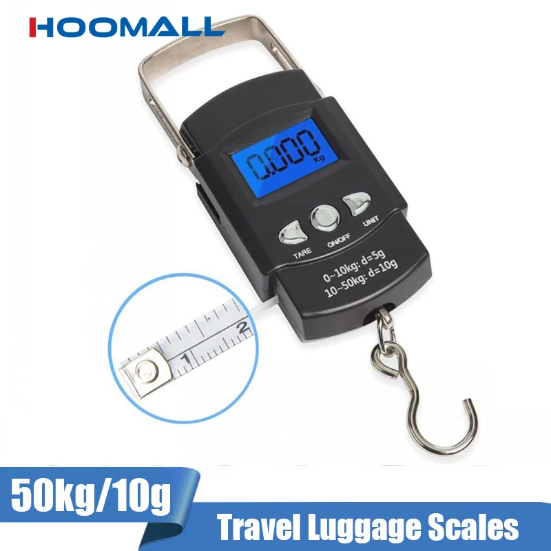 

50kg Travel Luggage Scales Digital Fishing Weighing Scale With Ruler Portable High Precision Fishing Scale Digital Kitchen Scale