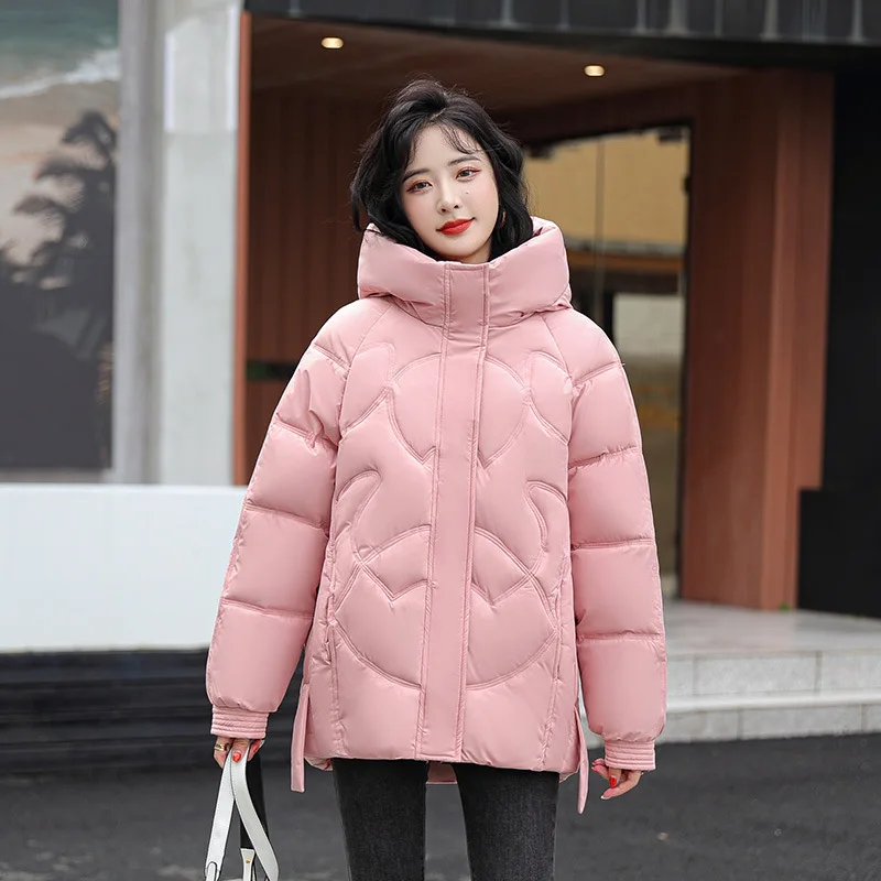 GRELLER Korean 2022 Women Winter Parka Hooded Cotton Padded Oversized Loose Warm Thicken Coat Solid Winter Puffer Jacket Clothes