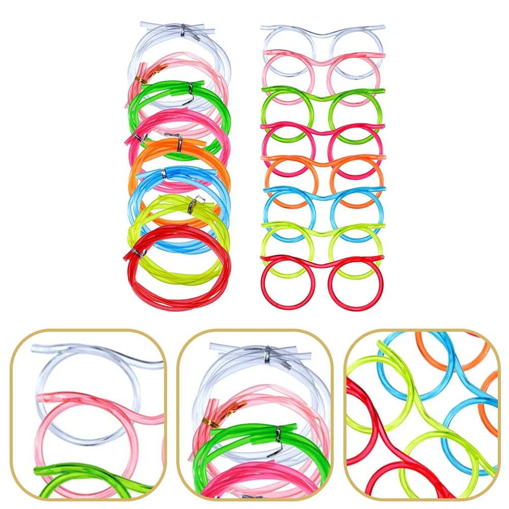 

24pcs Glasses Straws Drinking Straws Funny Straws Eyewear Straws Party Supplies