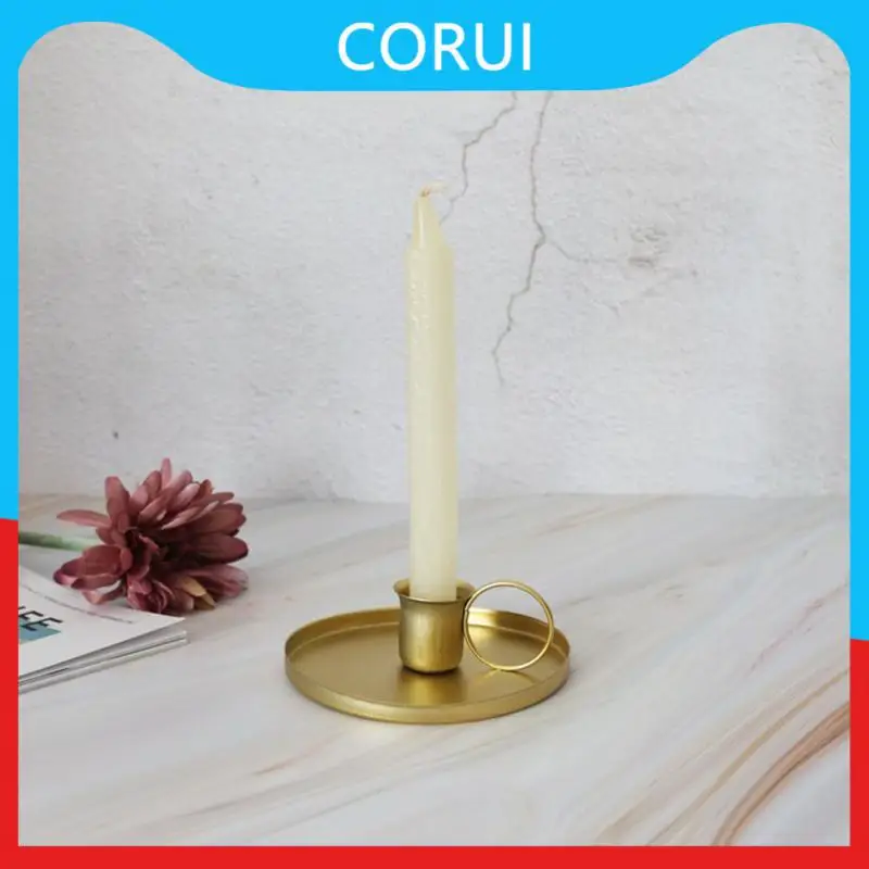 

Metal Iron Exquisite Candlestick Ornaments With Handle Aromatherapy Candles Tray For Tabletop Wedding Party Decor Candle Holders