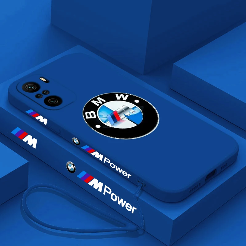 

Luxury Car BMW Color LOGO Phone Case For Xiaomi Redmi Note 12 12Pro 11 11S 11T 10S 10 9S 9T Pro Plus 5G Liquid Left Rope
