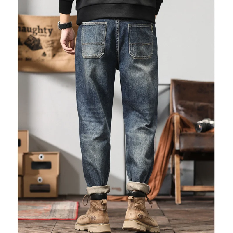 Men Clothing 2022 Autumn and Winter Straight Loose Cylinder Jeans Vintage Chaopai Large Comfortable Blue Harun Trousers Female