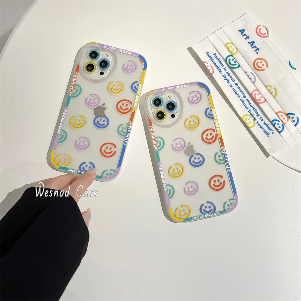 

Kpop Ins Stylish Cartoon Cute Keep Smile Iphone 12 Pro Max Case For Grils 13 11 X Xs Xr Fashion Women Tpu Soft Cover Clear Coque