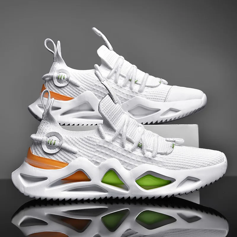 

2022 New Summer Anti-Slip Men Running Shoes Ultralight Breathable Low-Top Sock Sneakers Thick Bottom Non-Slip Zapatillas Hombre