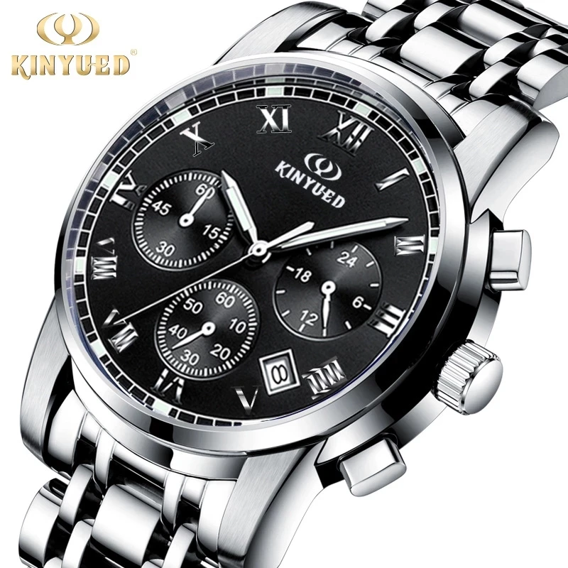 

KINYUED brand new watch Swiss multifunction solid stainless steel watch