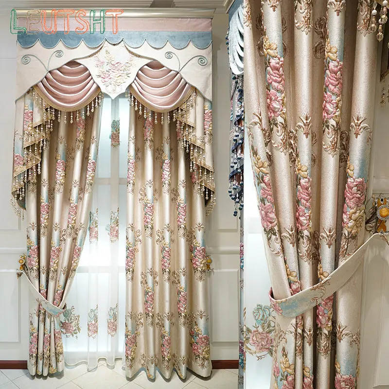 

European Luxury 4D high-precision three-dimensional Embroidered Curtains for the Living Room Window Curtain Bedroom Drapes