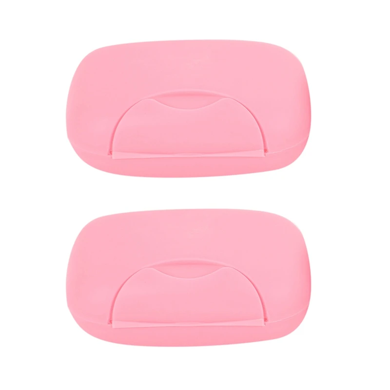 

2 Pcs Plastic Soap Case Holder Container Box Home Outdoor Hiking Camping Travel Pink