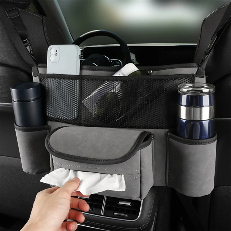 

Car Seat Middle Hanger Storage Bag Large Capacity Auto Handbag Holder Between Seats Tissue Water Cup Pockets Stowing Tidying