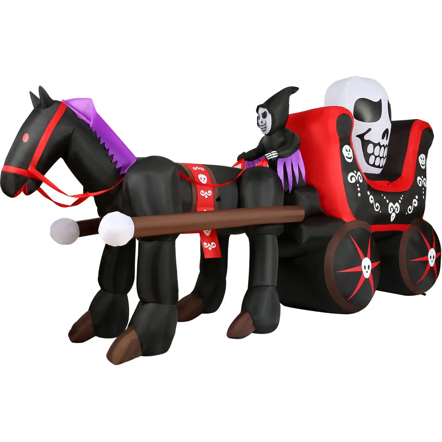 

Haunted Hill Farm 6-Ft. Tall Inflatable Halloween Skull Carriage with LED Lights | Festive Holiday Blow-Up Decorations | Blower,