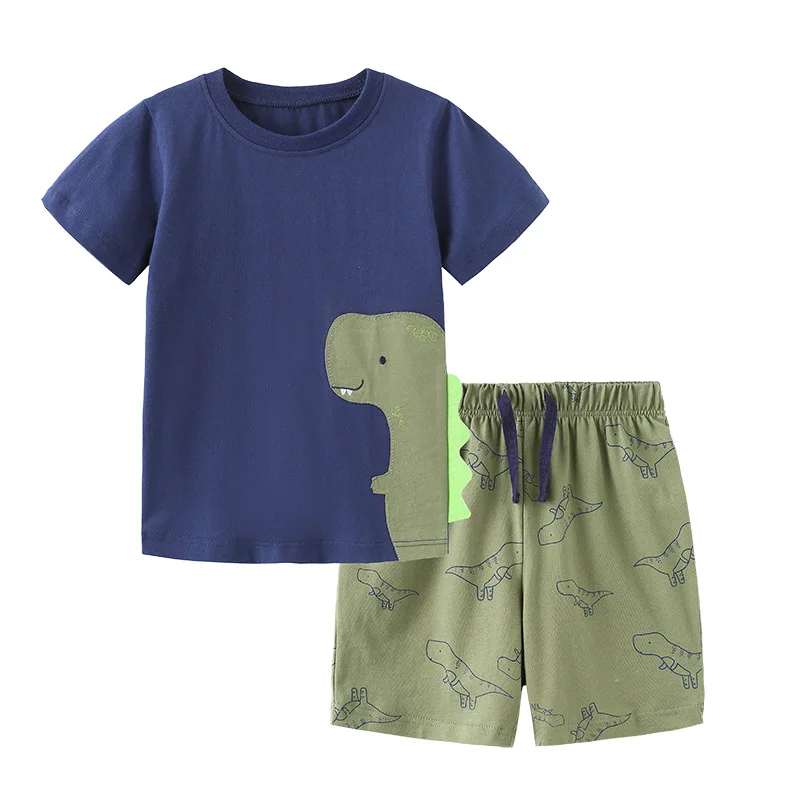 

Kids Clothes Sets Baby Boy T-Shirt + Shorts Summer Clothing 100% Cotton 3D Dinosaur Loungewear Casual Tracksuit Children Clothes