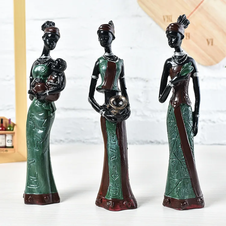 

Exotic Resin Doll African Characters Creative Study Office Decorations Three-Piece Set Ornaments