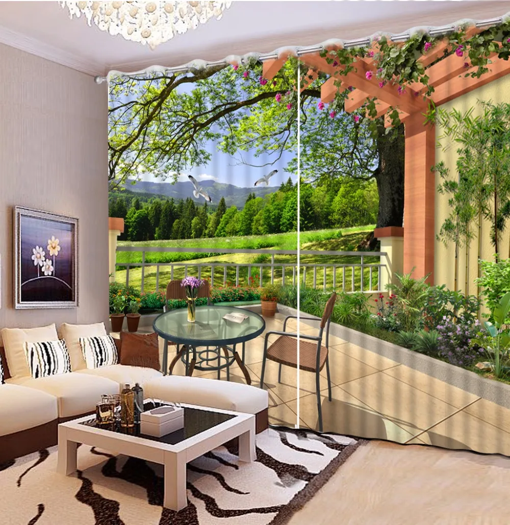 На заказ любой размер3D занавеска фото настроить размер балкон журнальный столик