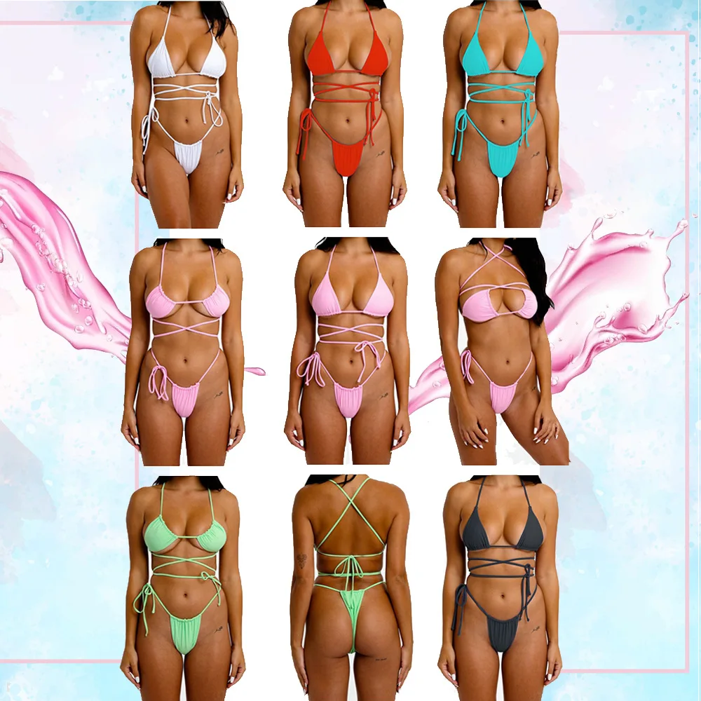 

Sexy Bikini Women Push Up Swimsuit Half Cup Bathing Suit Swimming Beach Wear Solid Bikinis Set Brazilian Biquini Swimwear 2022