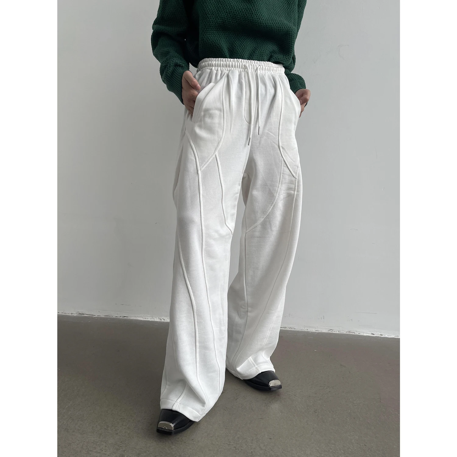 2022 New Men Women Clothing Niche Original Irregular Structure Cut Loose Straight Pants Casual Trousers Plus Size Costumes 27-46