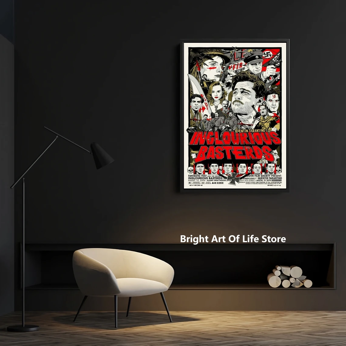 Постер фильма Бесславные ублюдки со звездой актером художественная обложка