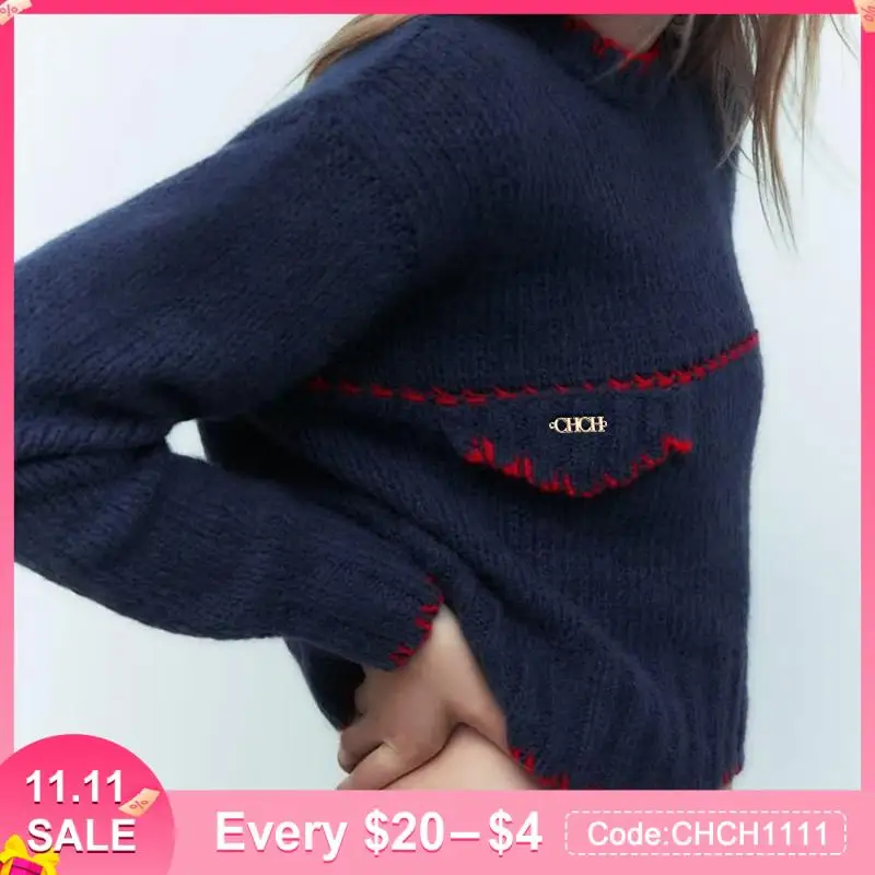 

Korean Women's Knitted Sweater 2023 New Vintage Fashion Comfortable Commuter Casual Women's Pullover Lady Sweater
