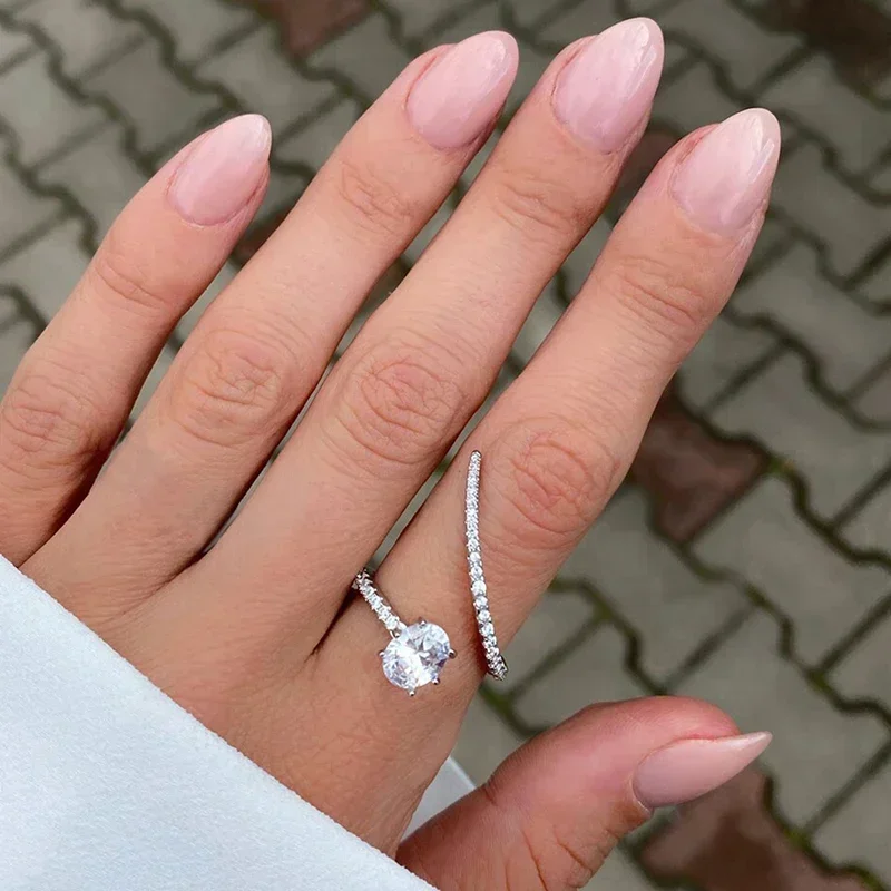 Шикарный дизайн овальные обручальные кольца с кубическим цирконием для женщин