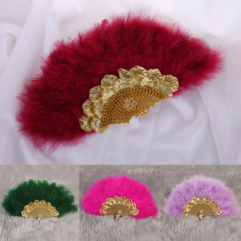 

Handmade African Turkey Feather Hand Fan For Wedding Decoration Fan Velvet Feather Fan Diy Dance Fan Stage Performance Props Fan